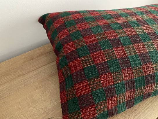 Kilim cuadros verde y rojo...