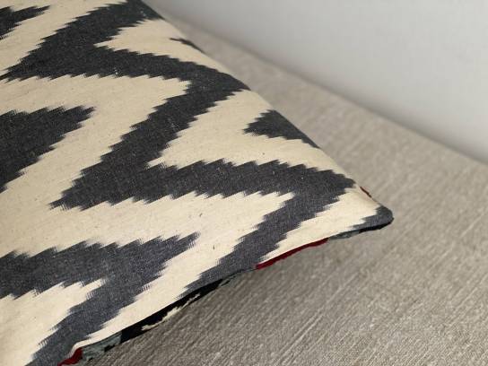 Cojín velvet + ikat 35x60